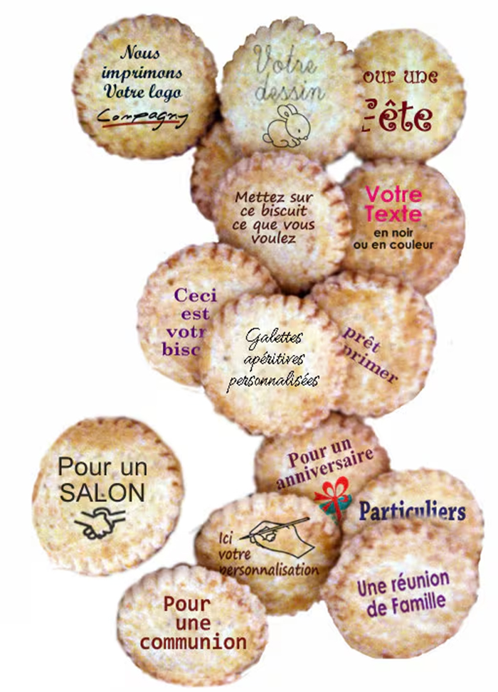 Biscuits personnalisables, petites galettes bretonnes imprimées x 50