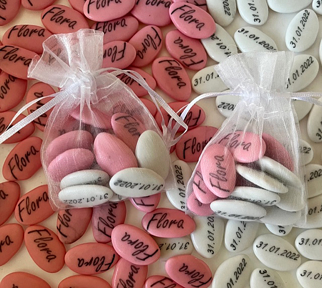 dragée naissance rose et blanche | gourmandises.decors-fins.com