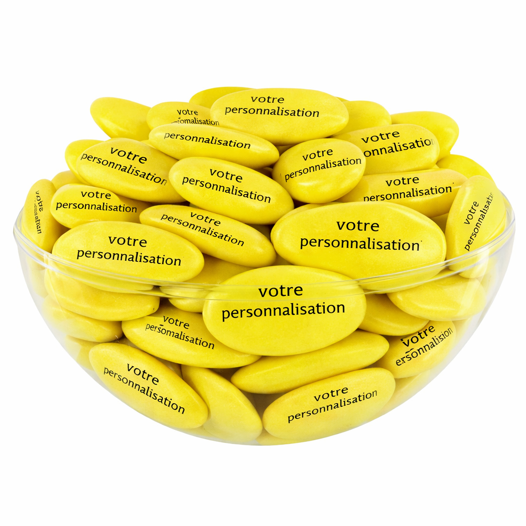 Dragées jaunes personnalisées | gourmandises.decors-fins.com